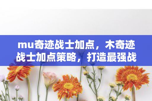 mu奇迹战士加点,木奇迹战士加点策略,打造最强战士的秘诀 mu奇迹战士加点,木奇迹战士加点策略,打造最强战士的秘诀