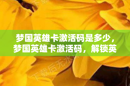 梦国英雄卡激活码是多少,梦国英雄卡激活码,解锁英雄之旅的密钥 梦国英雄卡激活码是多少,梦国英雄卡激活码,解锁英雄之旅的密钥
