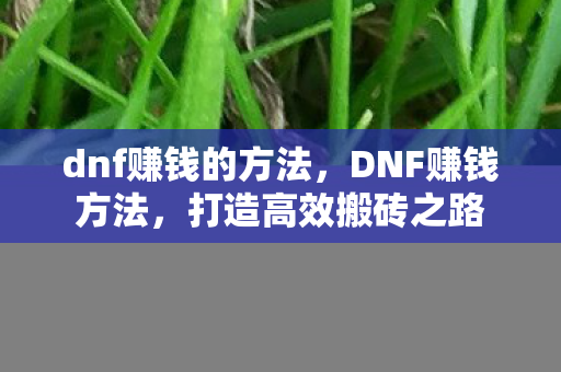 dnf赚钱的方法，DNF赚钱方法，打造高效搬砖之路