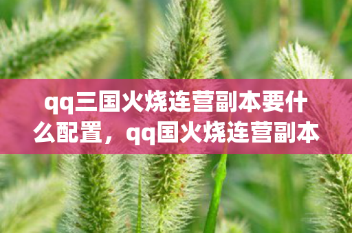 qq三国火烧连营副本要什么配置,qq国火烧连营副本,探索经典战役的虚拟战场 qq三国火烧连营副本要什么配置,qq国火烧连营副本,探索经典战役的虚拟战场