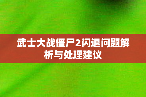 武士大战僵尸2闪退问题解析与处理建议 武士大战僵尸2闪退问题解析与处理建议
