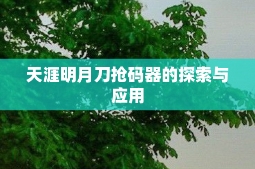 天涯明月刀抢码器的探索与应用 天涯明月刀抢码器的探索与应用