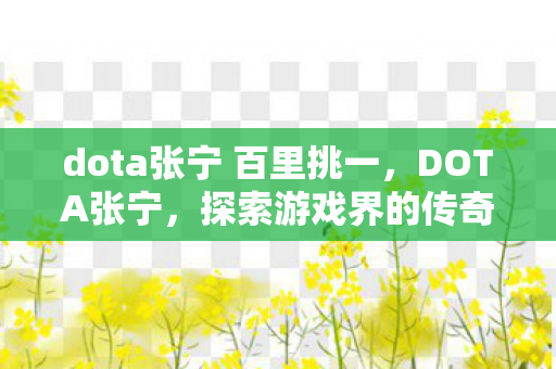 dota张宁 百里挑一,DOTA张宁,探索游戏界的传奇之路 dota张宁 百里挑一,DOTA张宁,探索游戏界的传奇之路