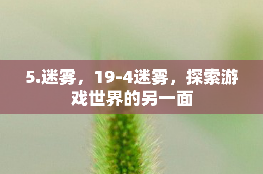 5.迷雾,19-4迷雾,探索游戏世界的另一面 5.迷雾,19-4迷雾,探索游戏世界的另一面