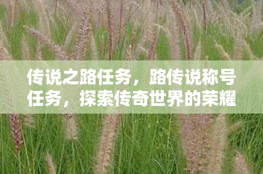 传说之路任务,路传说称号任务,探索传奇世界的荣耀之旅 传说之路任务,路传说称号任务,探索传奇世界的荣耀之旅