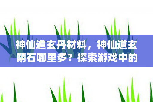 神仙道玄丹材料,神仙道玄阴石哪里多?探索游戏中的神秘资源 神仙道玄丹材料,神仙道玄阴石哪里多?探索游戏中的神秘资源