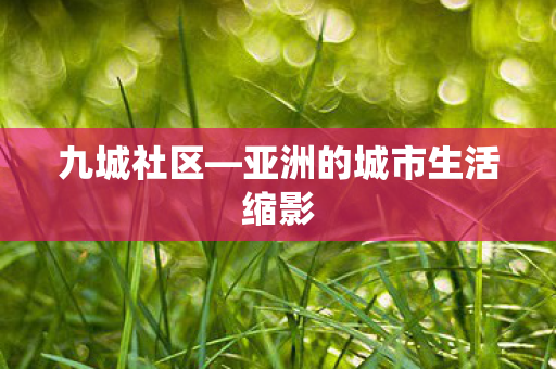 九城社区—亚洲的城市生活缩影 九城社区—亚洲的城市生活缩影