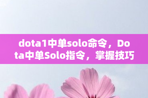 dota1中单solo命令，Dota中单Solo指令，掌握技巧，称霸中路
