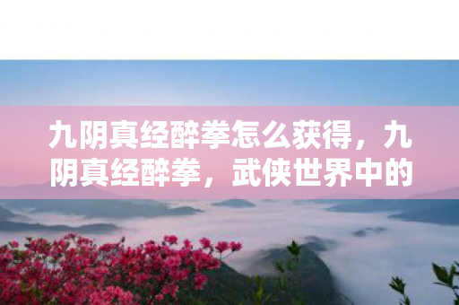 九阴真经醉拳怎么获得,九阴真经醉拳,武侠世界中的灵动之舞 九阴真经醉拳怎么获得,九阴真经醉拳,武侠世界中的灵动之舞