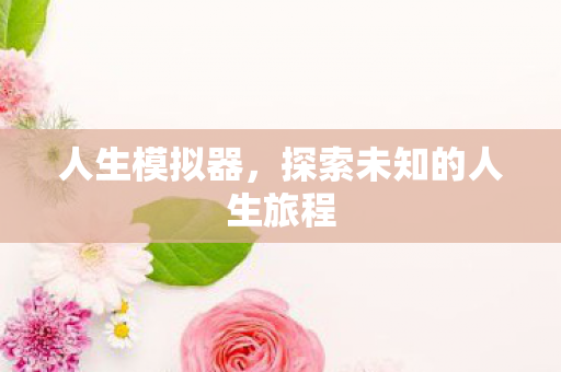 人生模拟器,探索未知的人生旅程 人生模拟器,探索未知的人生旅程