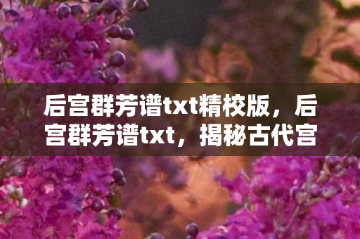 后宫群芳谱txt精校版，后宫群芳谱txt，揭秘古代宫廷中的女性风采