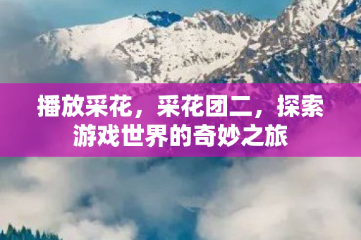 播放采花,采花团二,探索游戏世界的奇妙之旅 播放采花,采花团二,探索游戏世界的奇妙之旅