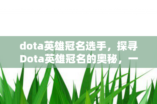dota英雄冠名选手,探寻Dota英雄冠名的奥秘,一场荣耀与策略的盛宴 dota英雄冠名选手,探寻Dota英雄冠名的奥秘,一场荣耀与策略的盛宴