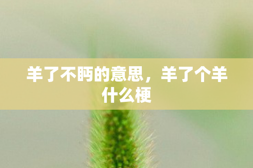 羊了不眄的意思,羊了个羊什么梗 羊了不眄的意思,羊了个羊什么梗