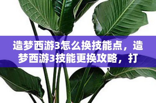 造梦西游3怎么换技能点,造梦西游3技能更换攻略,打造个性化角色 造梦西游3怎么换技能点,造梦西游3技能更换攻略,打造个性化角色