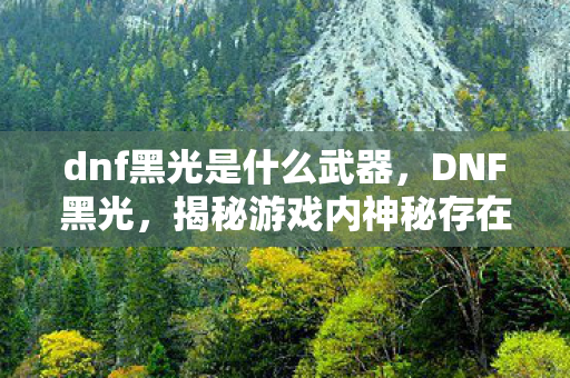 dnf黑光是什么武器,DNF黑光,揭秘游戏内神秘存在与玩家追求 dnf黑光是什么武器,DNF黑光,揭秘游戏内神秘存在与玩家追求