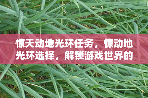 惊天动地光环任务,惊动地光环选择,解锁游戏世界的无限可能 惊天动地光环任务,惊动地光环选择,解锁游戏世界的无限可能