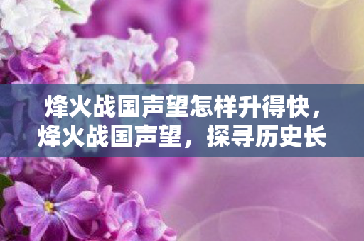 烽火战国声望怎样升得快，烽火战国声望，探寻历史长河中的荣耀与辉煌