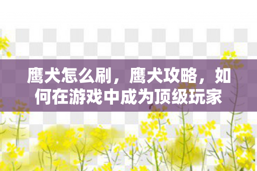 鹰犬怎么刷,鹰犬攻略,如何在游戏中成为顶级玩家 鹰犬怎么刷,鹰犬攻略,如何在游戏中成为顶级玩家