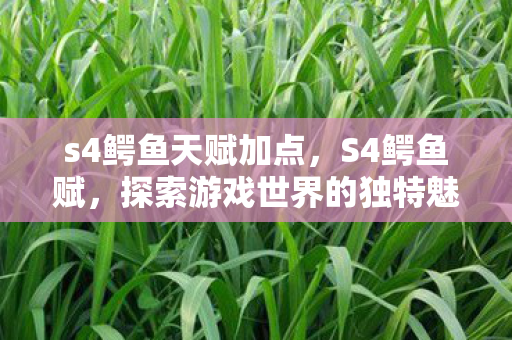 s4鳄鱼天赋加点,S4鳄鱼赋,探索游戏世界的独特魅力 s4鳄鱼天赋加点,S4鳄鱼赋,探索游戏世界的独特魅力