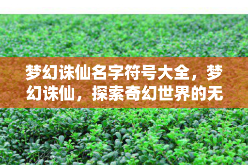 梦幻诛仙名字符号大全，梦幻诛仙，探索奇幻世界的无尽魅力