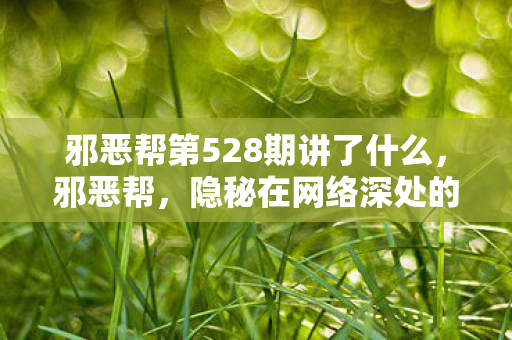 邪恶帮第528期讲了什么,邪恶帮,隐秘在网络深处的灰色阴影 邪恶帮第528期讲了什么,邪恶帮,隐秘在网络深处的灰色阴影