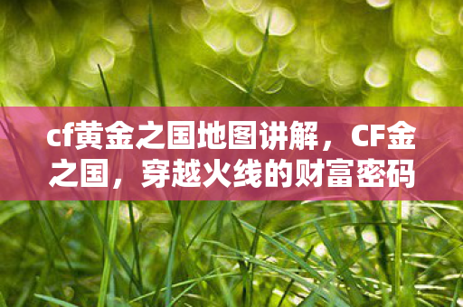 cf黄金之国地图讲解,CF金之国,穿越火线的财富密码与游戏经济解析 cf黄金之国地图讲解,CF金之国,穿越火线的财富密码与游戏经济解析