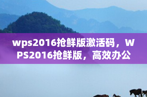 wps2016抢鲜版激活码,WPS2016抢鲜版,高效办公的得力助手 wps2016抢鲜版激活码,WPS2016抢鲜版,高效办公的得力助手