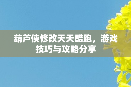 葫芦侠修改天天酷跑,游戏技巧与攻略分享 葫芦侠修改天天酷跑,游戏技巧与攻略分享
