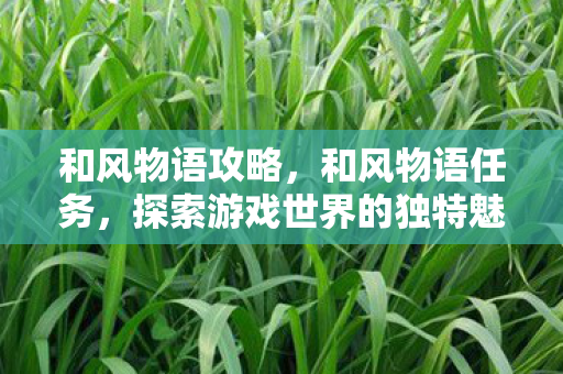 和风物语攻略,和风物语任务,探索游戏世界的独特魅力 和风物语攻略,和风物语任务,探索游戏世界的独特魅力