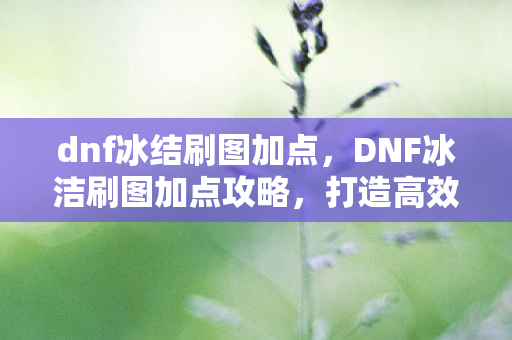 dnf冰结刷图加点,DNF冰洁刷图加点攻略,打造高效战斗体验 dnf冰结刷图加点,DNF冰洁刷图加点攻略,打造高效战斗体验
