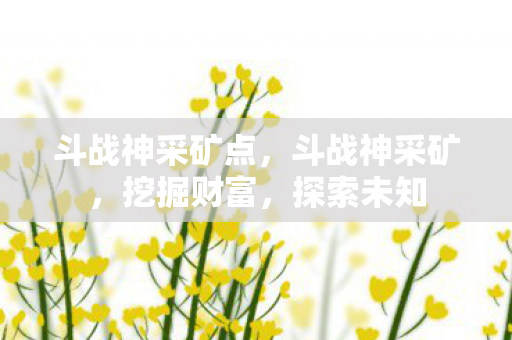 斗战神采矿点,斗战神采矿,挖掘财富,探索未知 斗战神采矿点,斗战神采矿,挖掘财富,探索未知