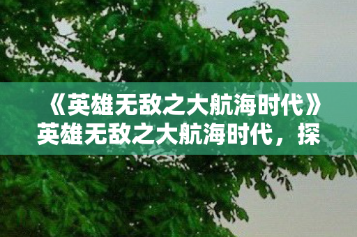 《英雄无敌之大航海时代》英雄无敌之大航海时代,探索未知,征服海洋 《英雄无敌之大航海时代》英雄无敌之大航海时代,探索未知,征服海洋