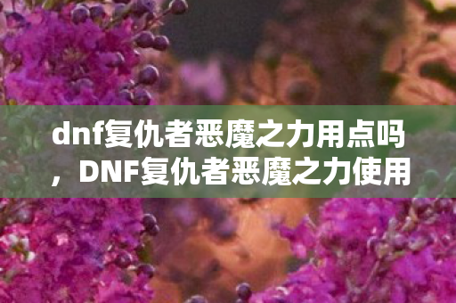 dnf复仇者恶魔之力用点吗,DNF复仇者恶魔之力使用指南 dnf复仇者恶魔之力用点吗,DNF复仇者恶魔之力使用指南