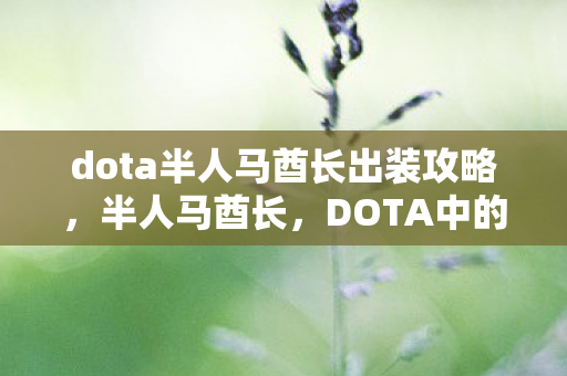 dota半人马酋长出装攻略,半人马酋长,DOTA中的力量型英雄出装指南 dota半人马酋长出装攻略,半人马酋长,DOTA中的力量型英雄出装指南