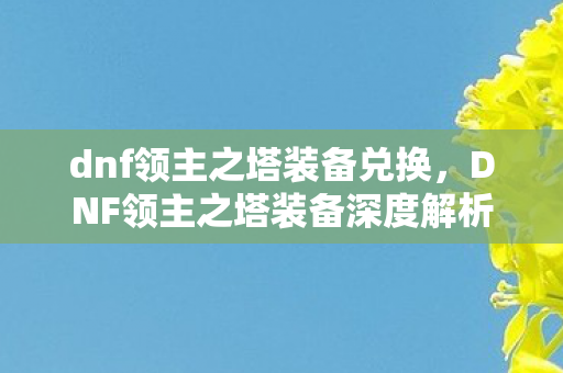 dnf领主之塔装备兑换，DNF领主之塔装备深度解析，打造最强战斗力的必备神器