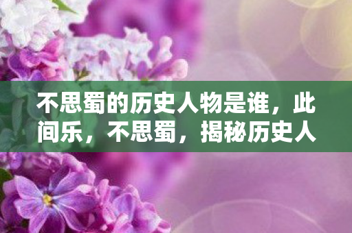 揭秘历史人物刘禅的乐不思蜀图片