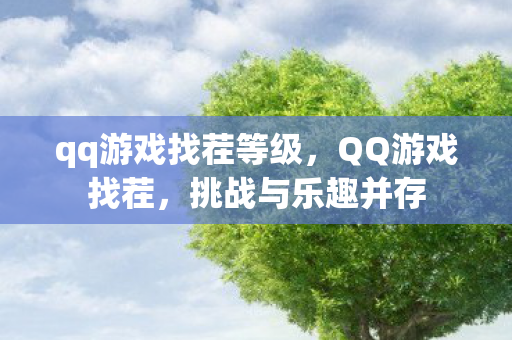 qq游戏找茬等级，QQ游戏找茬，挑战与乐趣并存