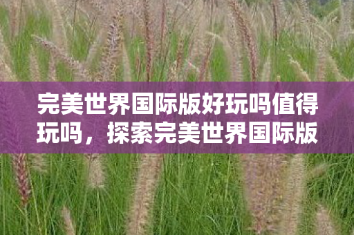 完美世界国际版好玩吗值得玩吗,探索完美世界国际版,一款值得一试的奇幻网游 完美世界国际版好玩吗值得玩吗,探索完美世界国际版,一款值得一试的奇幻网游