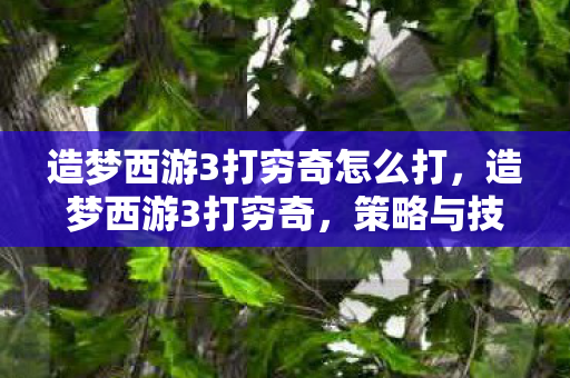 造梦西游3打穷奇怎么打,造梦西游3打穷奇,策略与技巧的深度剖析 造梦西游3打穷奇怎么打,造梦西游3打穷奇,策略与技巧的深度剖析