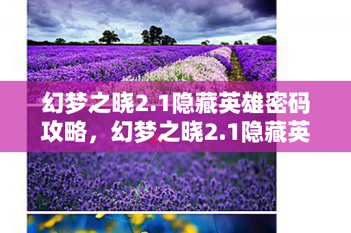 幻梦之晓2.1隐藏英雄密码攻略,幻梦之晓2.1隐藏英雄密码揭秘,解锁未知力量的神秘钥匙 幻梦之晓2.1隐藏英雄密码攻略,幻梦之晓2.1隐藏英雄密码揭秘,解锁未知力量的神秘钥匙