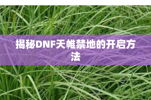 揭秘DNF天帷禁地的开启方法 揭秘DNF天帷禁地的开启方法