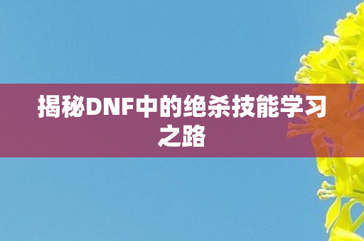 揭秘DNF中的绝杀技能学习之路 揭秘DNF中的绝杀技能学习之路