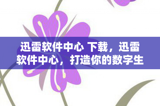 迅雷软件中心 下载,迅雷软件中心,打造你的数字生活新体验 迅雷软件中心 下载,迅雷软件中心,打造你的数字生活新体验