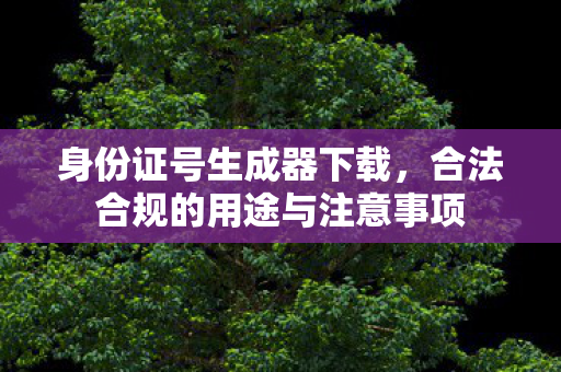 身份证号生成器下载,合法合规的用途与注意事项 身份证号生成器下载,合法合规的用途与注意事项