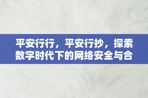 平安行行,平安行抄,探索数字时代下的网络安全与合规之路 平安行行,平安行抄,探索数字时代下的网络安全与合规之路