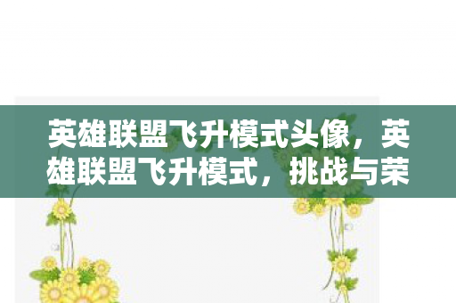 英雄联盟飞升模式头像，英雄联盟飞升模式，挑战与荣耀的极致体验