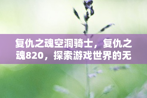复仇之魂空洞骑士,复仇之魂820,探索游戏世界的无尽挑战 复仇之魂空洞骑士,复仇之魂820,探索游戏世界的无尽挑战
