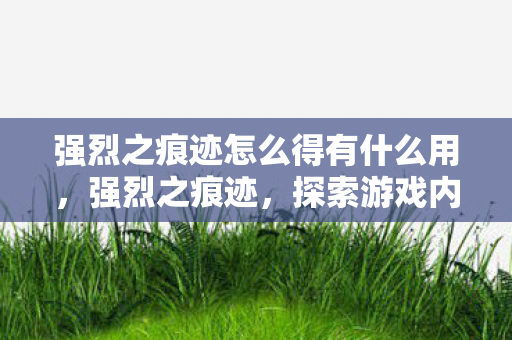 强烈之痕迹怎么得有什么用,强烈之痕迹,探索游戏内隐藏成就与彩蛋的奥秘 强烈之痕迹怎么得有什么用,强烈之痕迹,探索游戏内隐藏成就与彩蛋的奥秘