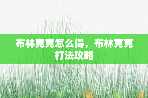 布林克克怎么得，布林克克打法攻略